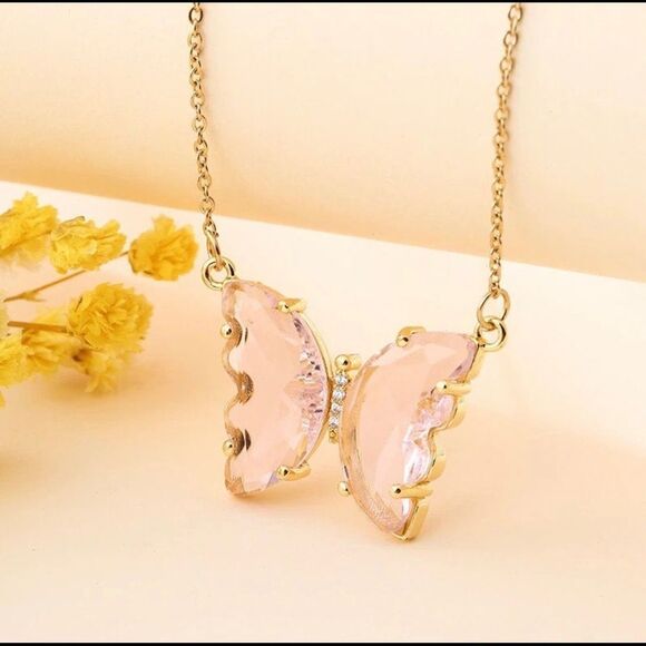 Butterfly Pendant Necklace Gold - Picture 2 of 2